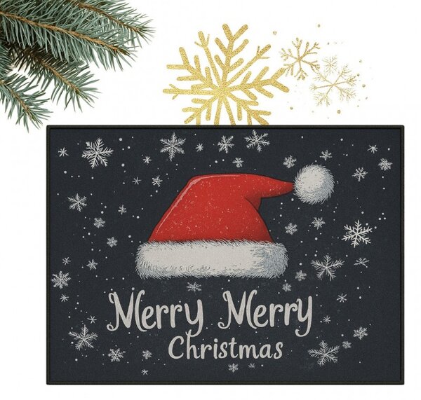 Świąteczna wycieraczka SANTA STEP 60x90 cm, czarna
