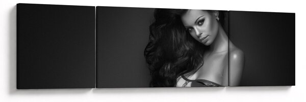 Obraz - Czarno - biały portret uwodzicielskiej kobiety (170x50 cm)
