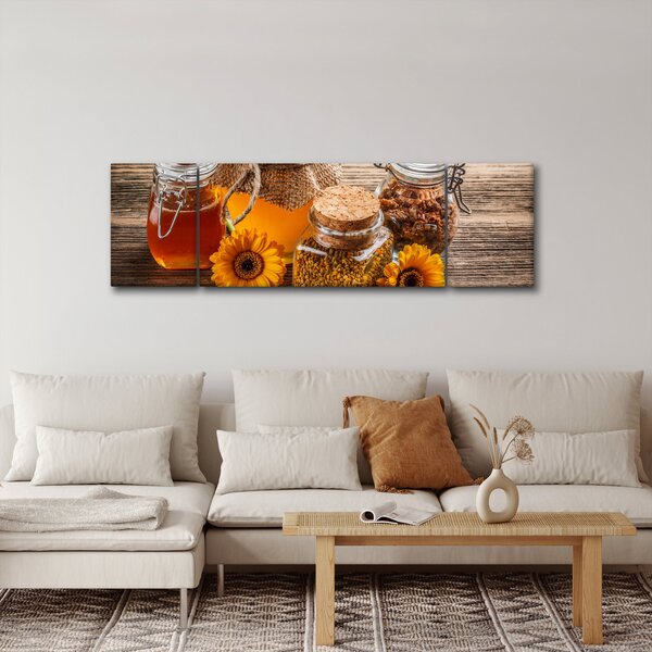 Obraz - Martwa natura z słoikami miodu (170x50 cm)