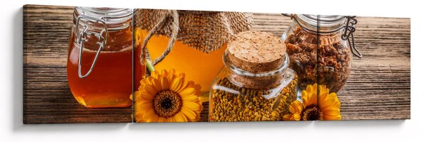 Obraz - Martwa natura z słoikami miodu (170x50 cm)