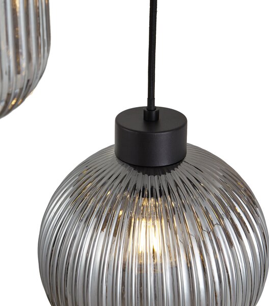 Designerska lampa wisząca czarna z przydymionym szkłem 6-źródłowa - Ana