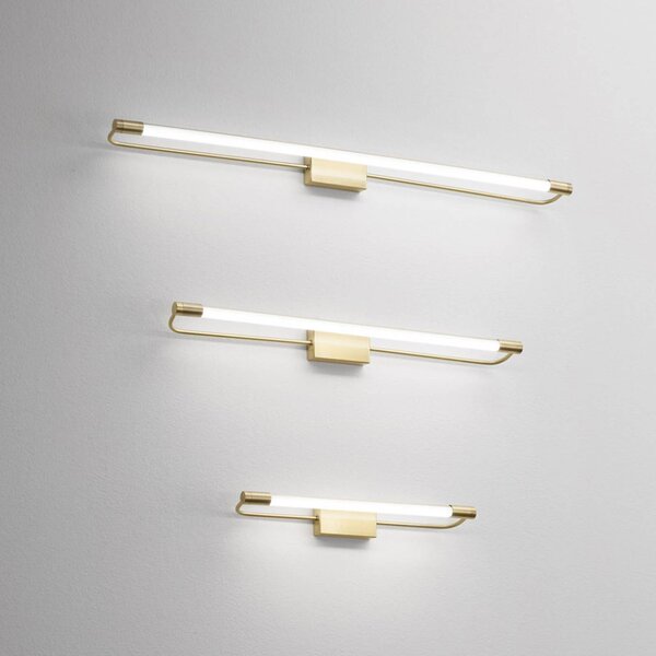 Fabas Luce Kinkiet LED Rapallo, mosiądz, IP44, 60 cm Rapallo, mosiężny / złoty, przedpokój, metal, nowoczesny
