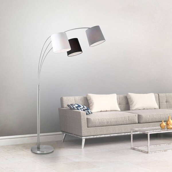JUST LIGHT. GmbH Lampa łukowa - lampa stojąca Melvin, aluminiowy / szary / cynkowy, salon / jadalnia, metal, nowoczesny