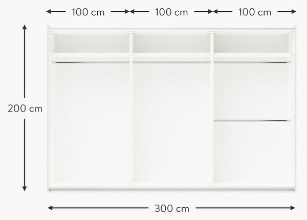 Szafa modułowa z drzwiami przesuwnymi Leon, 300 cm, różne warianty