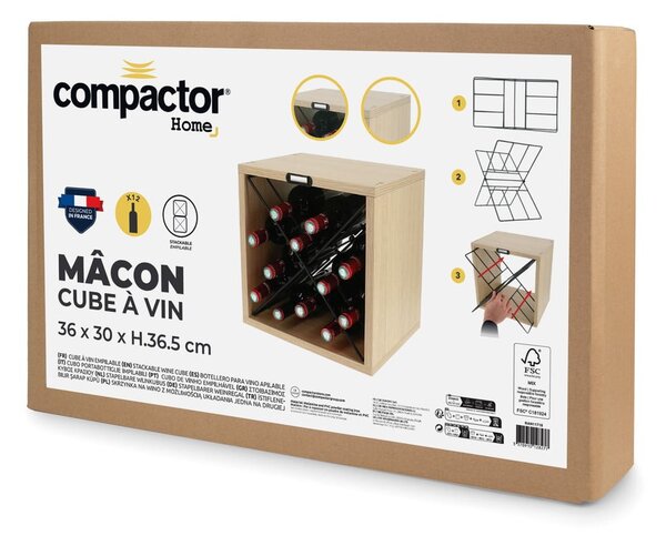 Regał na wino w dekorze jesionu w naturalnym kolorze liczba butelek 12 36,5x36x29 cm Macon – Compactor