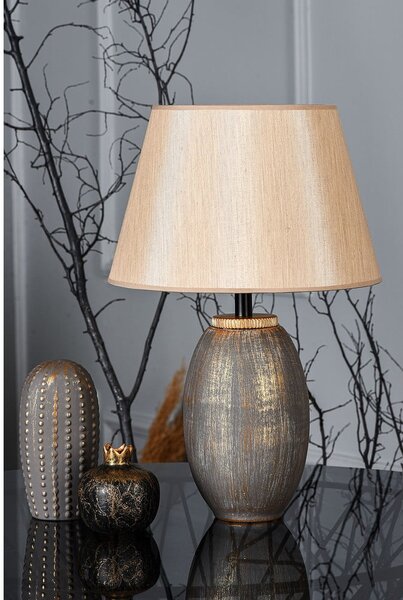 Szara/beżowa lampa stołowa z tekstylnym kloszem (wysokość 46 cm) Yakamoz – Opviq lights
