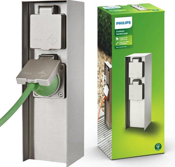 Elektryczny Supek Ogrodowy 23cm 2x Gniazdko 230V Typ E IP44 Rock Philips