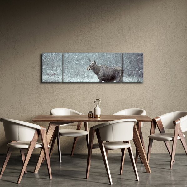 Obraz - Łoś w śnieżnym lesie (170x50 cm)