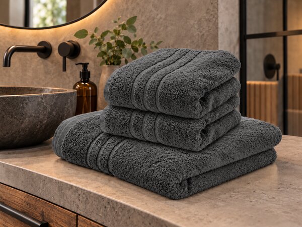 1x ręcznik kąpielowy COMFORT ciemnoszary + 2x ręcznik COMFORT ciemnoszary