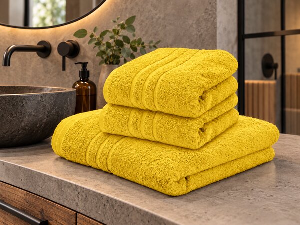 1x ręcznik kąpielowy COMFORT żółty + 2x ręcznik COMFORT żółty