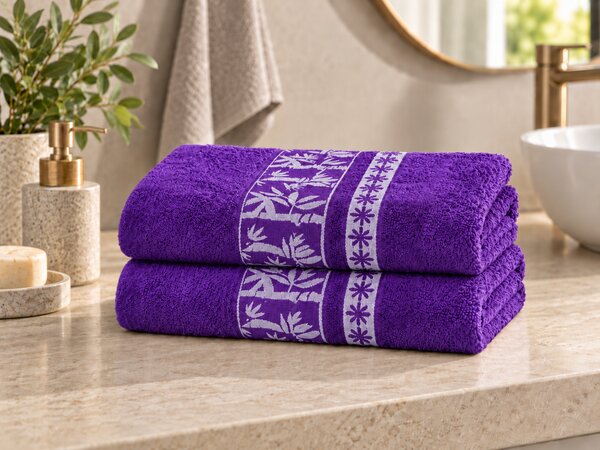 2x ręcznik BAMBOO 70x140 cm fioletowy, 70% włókno bambusowe | 30% bawełna