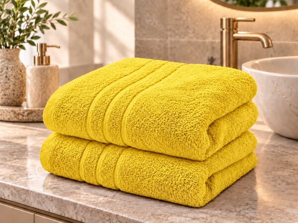 2x ręcznik Comfort 70x140 cm żółty, 100% bawełna