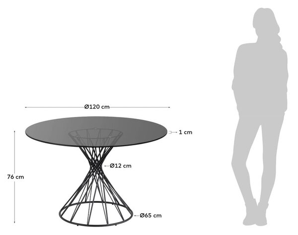 Czarny okrągły stół ze szklanym blatem ø 120 cm Niut – Kave Home