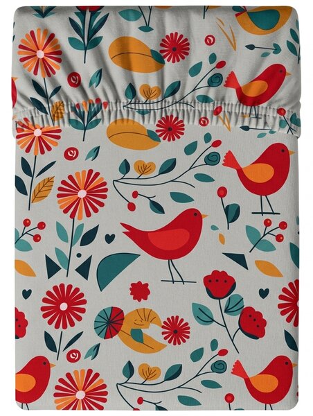 Prześcieradło z mikrofibry RETRO BIRD kolorowe 90x200 cm