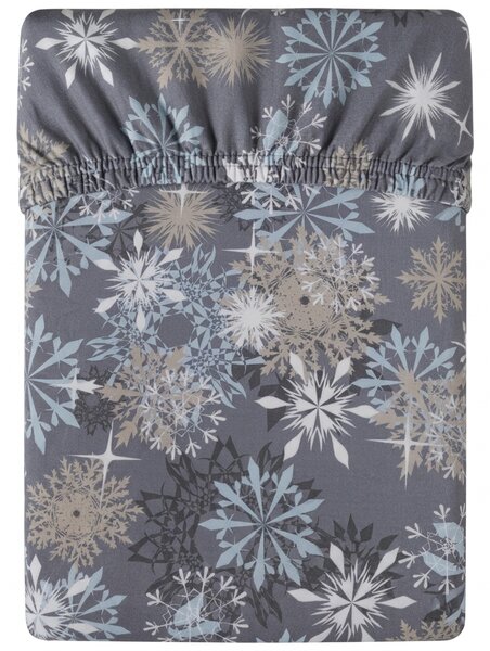 Prześcieradło z mikrofibry SNOWFLAKE niebieskoszare 90x200 cm