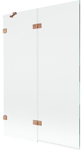 Mexen Lunar parawan nawannowy 2-skrzydłowy lewy 120 x 150 cm, transparent, miedź szczotkowana - 897-120-100-65-00-L