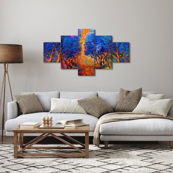 Obraz - Jesienne korony drzew, nowoczesny impresjonizm (125x70 cm)