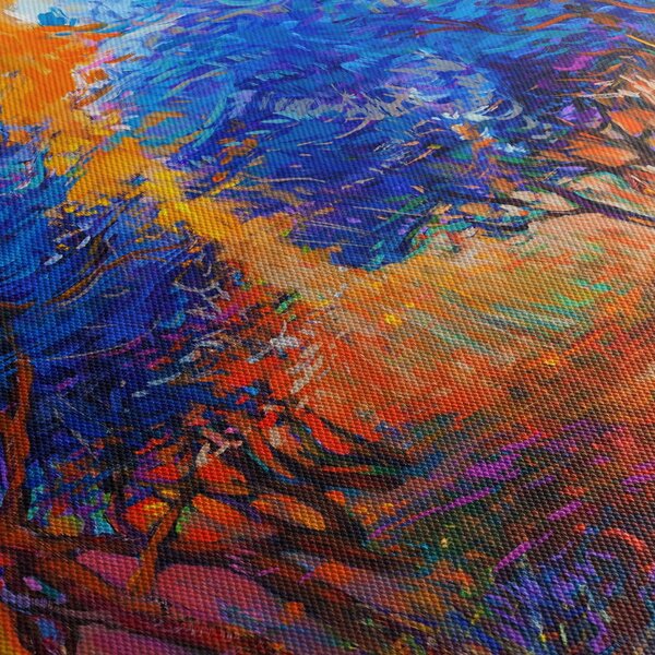 Obraz - Jesienne korony drzew, nowoczesny impresjonizm (170x50 cm)
