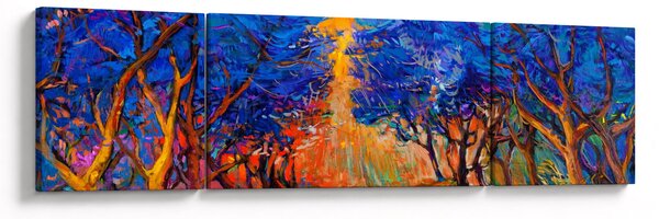 Obraz - Jesienne korony drzew, nowoczesny impresjonizm (170x50 cm)