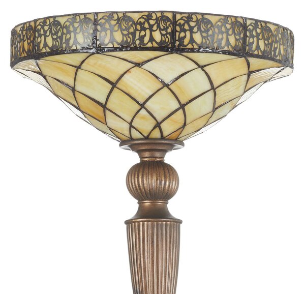 Clayre&Eef Lampa stojąca tiffany DIAMOND, brązowy / rdzawy, salon / jadalnia, szkło, tiffany