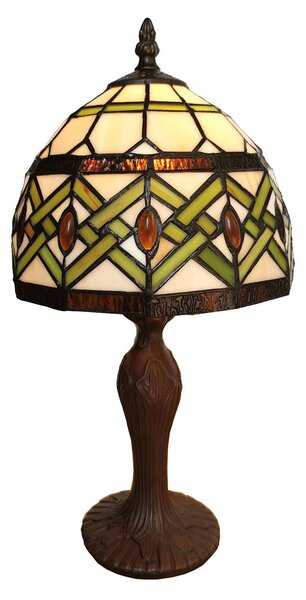 Clayre&Eef Lampa stołowa 6027 ze szklanym kloszem Tiffany