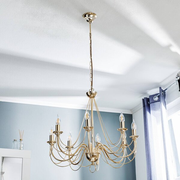 Żyrandol Retro Domiluce, możliwość ściemniania, mosiężny / złoty, salon / jadalnia, metal