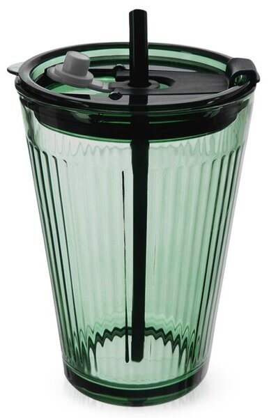 Kubek szklany z pokrywką i słomką VERDE 450 ML