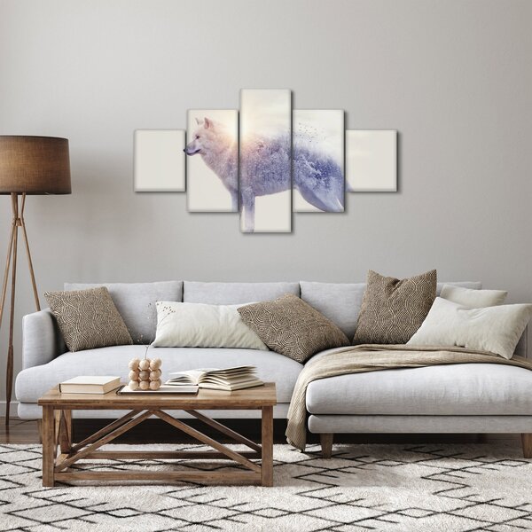 Obraz - Wilk arktyczny odzwierciedla dziki krajobraz (125x70 cm)