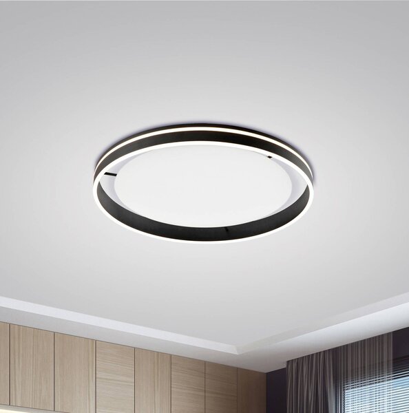 Q-Smart-Home Inteligentna lampa sufitowa Q-Vito, możliwość ściemniania, czarny, salon / jadalnia, metal, nowoczesny