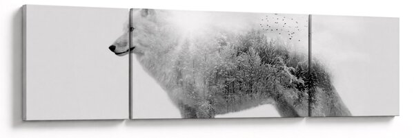 Obraz - Wilk arktyczny odzwierciedla dziki krajobraz (170x50 cm)