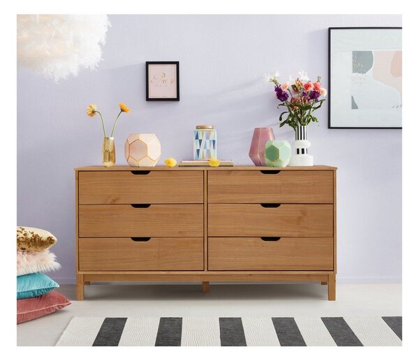 Niska komoda z litego drewna sosnowego w naturalnym kolorze 150x75 cm Post – Støraa