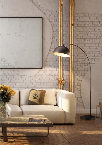 Czarna lampa stojąca z metalowym kloszem (wysokość 200 cm) Leitung – Fischer & Honsel