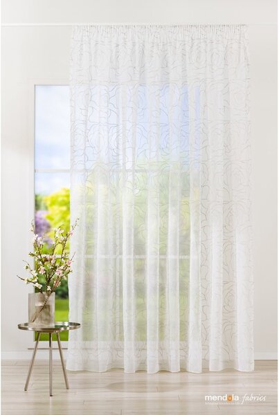 Biało-szara firanka 140x245 cm Amanda – Mendola Fabrics