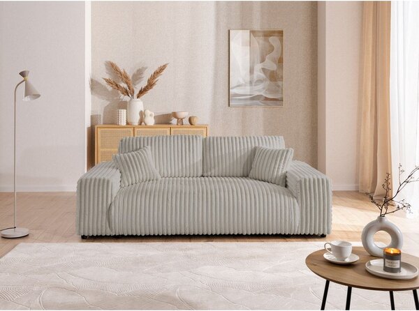 Jasnoszara sztruksowa sofa 213 cm Justin – Ropez