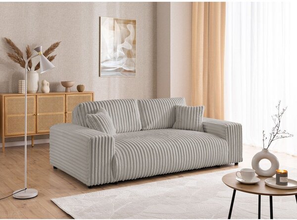 Jasnoszara sztruksowa sofa 213 cm Justin – Ropez