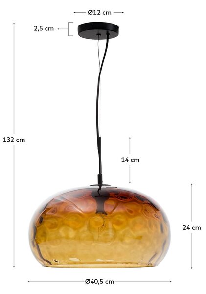 Szklana lampa wisząca w bursztynowym kolorze ze szklanym kloszem ø 40 cm Balma – Kave Home
