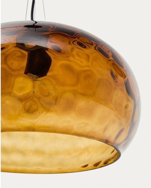 Szklana lampa wisząca w bursztynowym kolorze ze szklanym kloszem ø 40 cm Balma – Kave Home