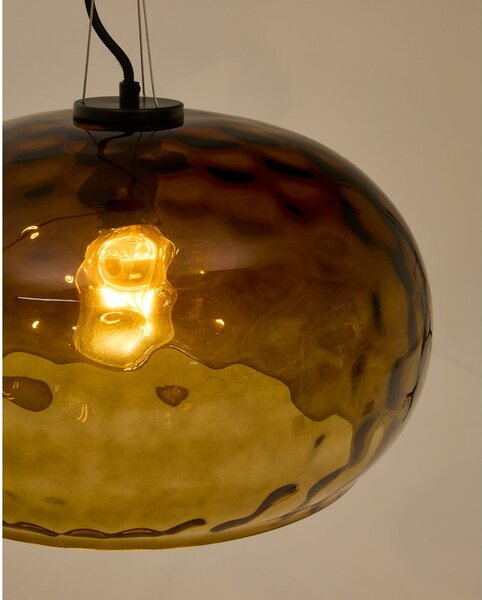 Szklana lampa wisząca w bursztynowym kolorze ze szklanym kloszem ø 40 cm Balma – Kave Home