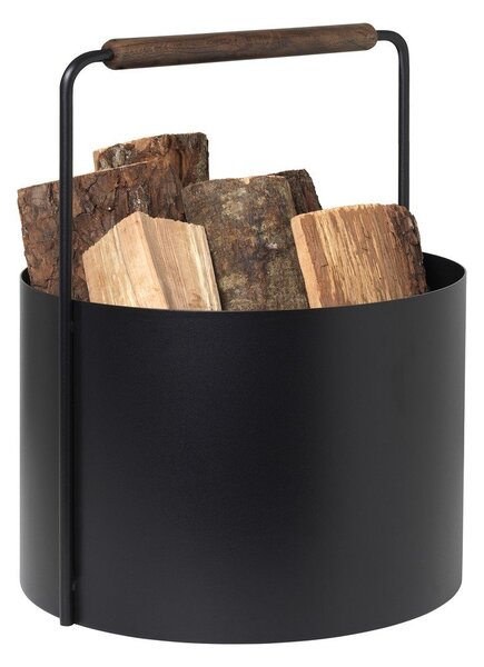 Czarny metalowy kosz na drewno Blomus Fireplace