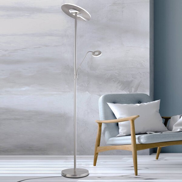 FISCHER & HONSEL Lampa stojąca LED Dent, możliwość ściemniania, aluminiowy / szary / cynkowy, salon / jadalnia, metal, nowoczesny