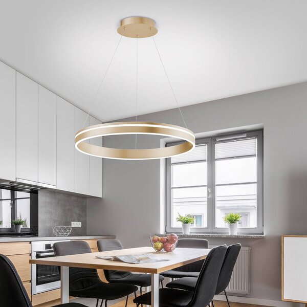 Q-Smart-Home Inteligentna lampa wisząca Q-Vito, możliwość ściemniania, mosiężny / złoty, salon / jadalnia, metal, nowoczesny