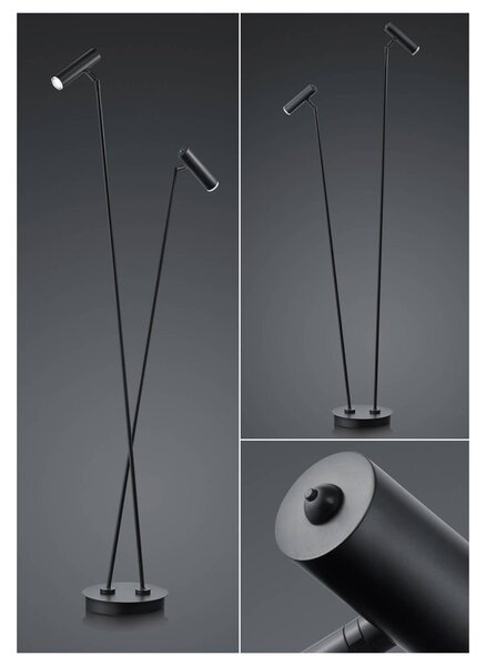 HELL Lampa stojąca LED Tom, możliwość ściemniania, czarny, salon / jadalnia, stal szlachetna, nowoczesny