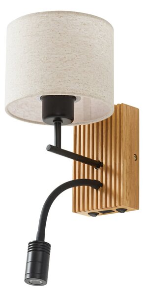 Lampa Ścienna Lucande, Lieske, beżowy, salon, tkanina | tekstylia, nowoczesny