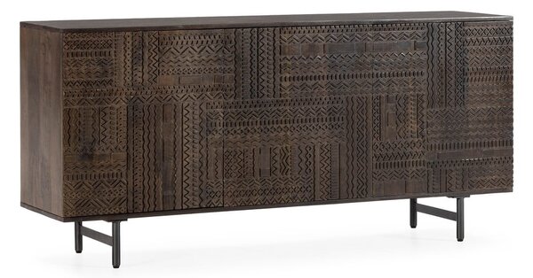 Ciemnobrązowa komoda z litego drewna mango 160x75x40 cm Kalai – MOME