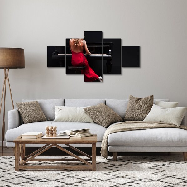 Obraz kobiety grającej na pianinie (125x70 cm)