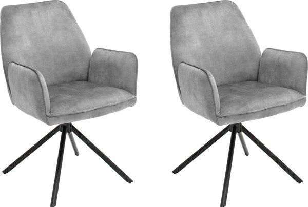 Dwa krzesła w stylu vintage, welurowe - szare