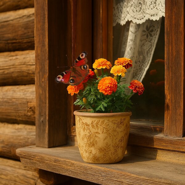 Osłonka ceramiczna na kwiaty Flores retro, 14 x 13 cm, 14 cm