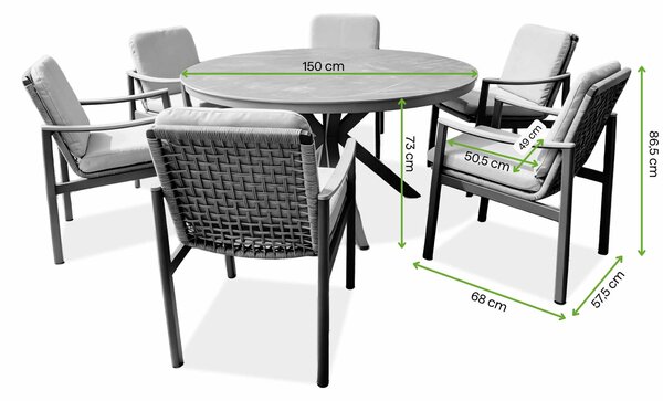 Zestaw mebli ogrodowych dla 6 osób VELORA DINING Grey - BJORKKA