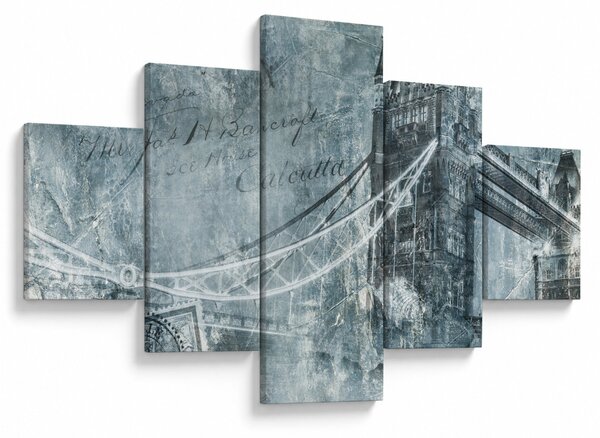 Obraz - Tower Bridge w chłodnych odcieniach (125x70 cm)
