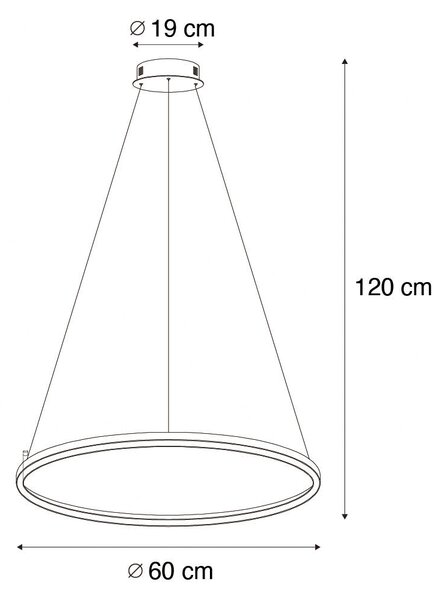 Inteligentna lampa wisząca czarna 60 cm w komplecie z LED i RGBW - Girello